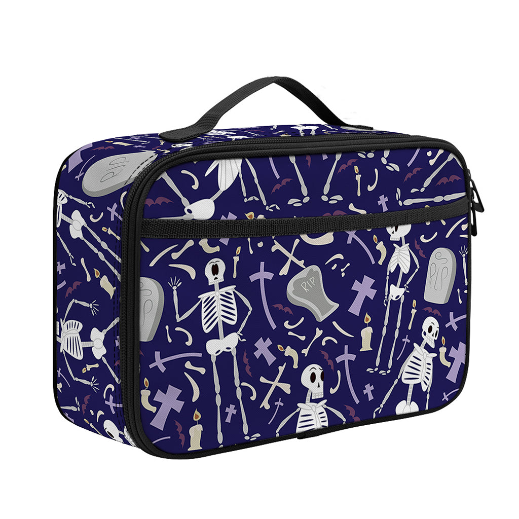 Tomb And Skeleton Pattern Print Portable Lunch Bag