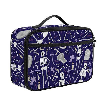 Tomb And Skeleton Pattern Print Portable Lunch Bag