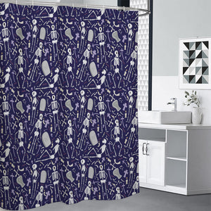 Tomb And Skeleton Pattern Print Premium Shower Curtain