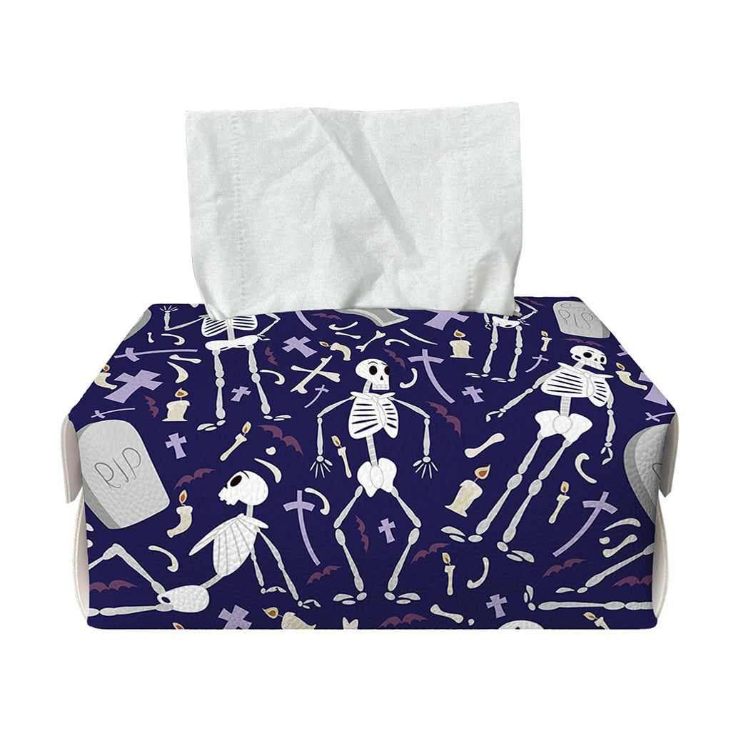 Tomb And Skeleton Pattern Print Rectangle Tissue Box Cover