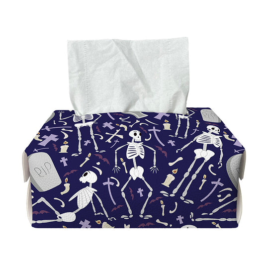 Tomb And Skeleton Pattern Print Rectangle Tissue Box Cover