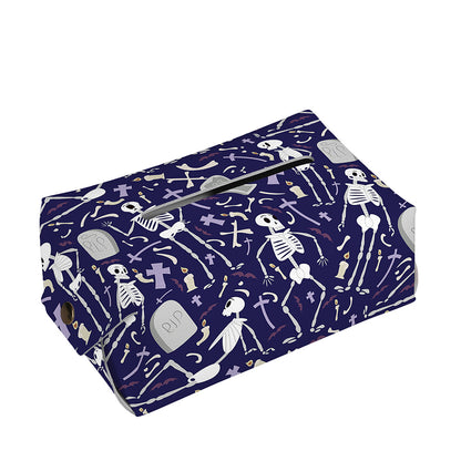 Tomb And Skeleton Pattern Print Rectangle Tissue Box Cover