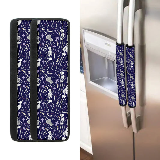 Tomb And Skeleton Pattern Print Refrigerator Handle Covers