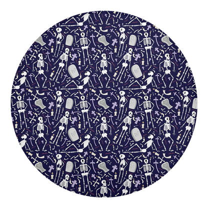 Tomb And Skeleton Pattern Print Round Blanket