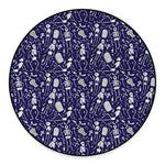 Tomb And Skeleton Pattern Print Round Floor Mat