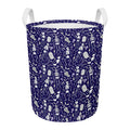 Tomb And Skeleton Pattern Print Round Laundry Basket