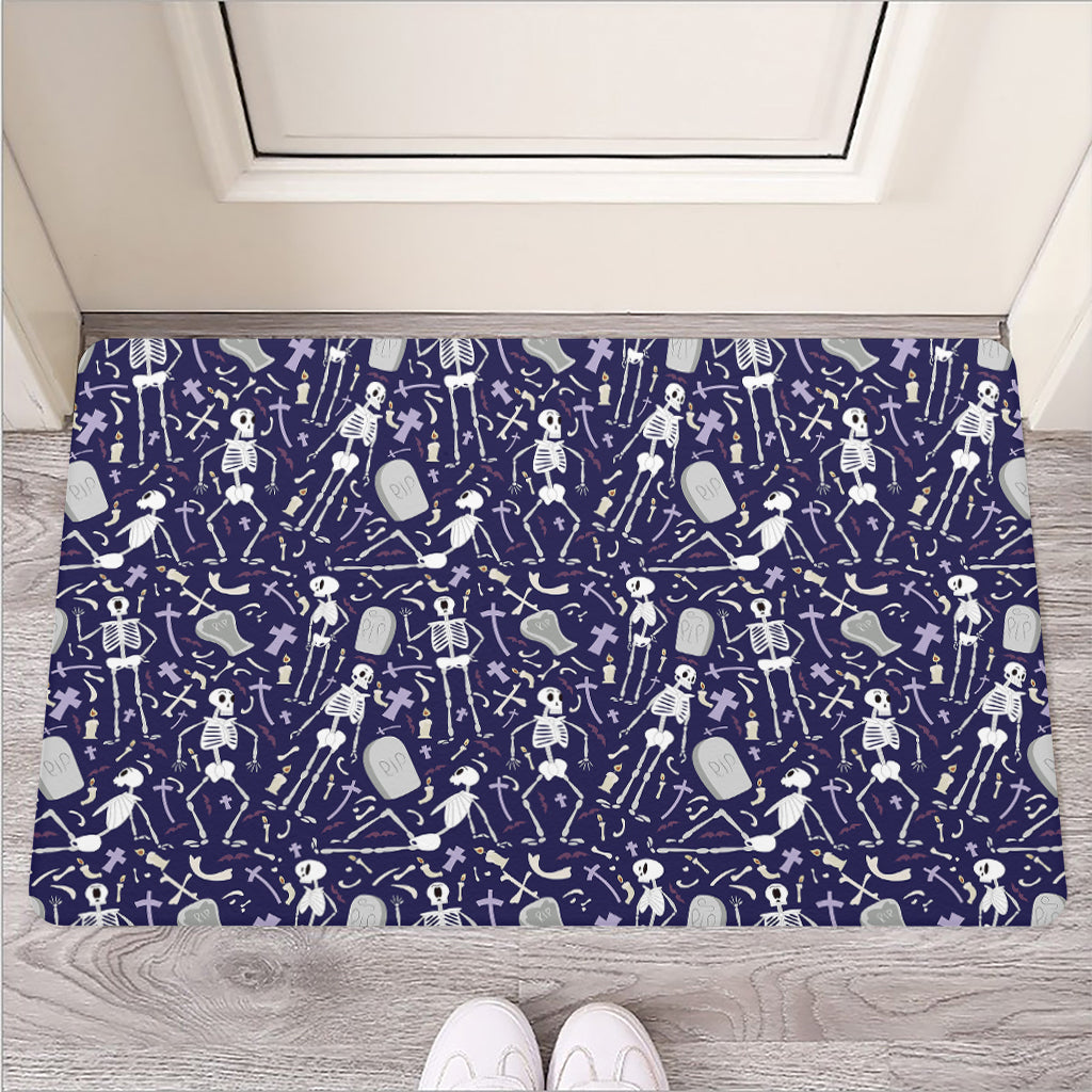 Tomb And Skeleton Pattern Print Rubber Doormat