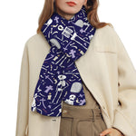 Tomb And Skeleton Pattern Print Scarf