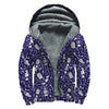 Tomb And Skeleton Pattern Print Sherpa Lined Zip Up Hoodie