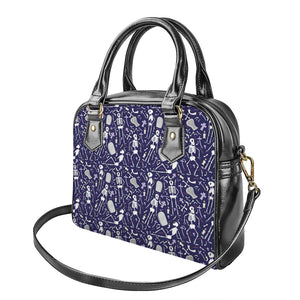 Tomb And Skeleton Pattern Print Shoulder Handbag