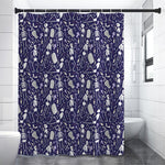 Tomb And Skeleton Pattern Print Shower Curtain