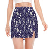 Tomb And Skeleton Pattern Print Side Slit Mini Skirt