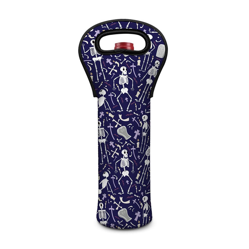Tomb And Skeleton Pattern Print Single Neoprene Wine Tote