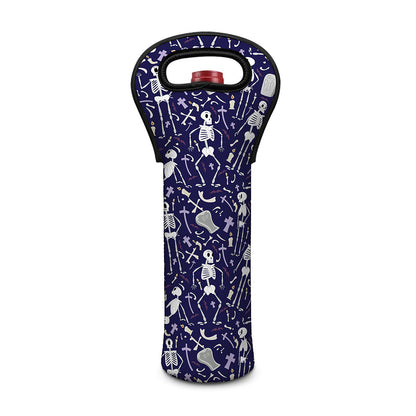 Tomb And Skeleton Pattern Print Single Neoprene Wine Tote