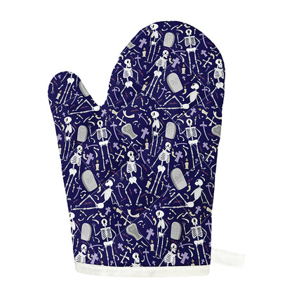 Tomb And Skeleton Pattern Print Single Oven Mitt