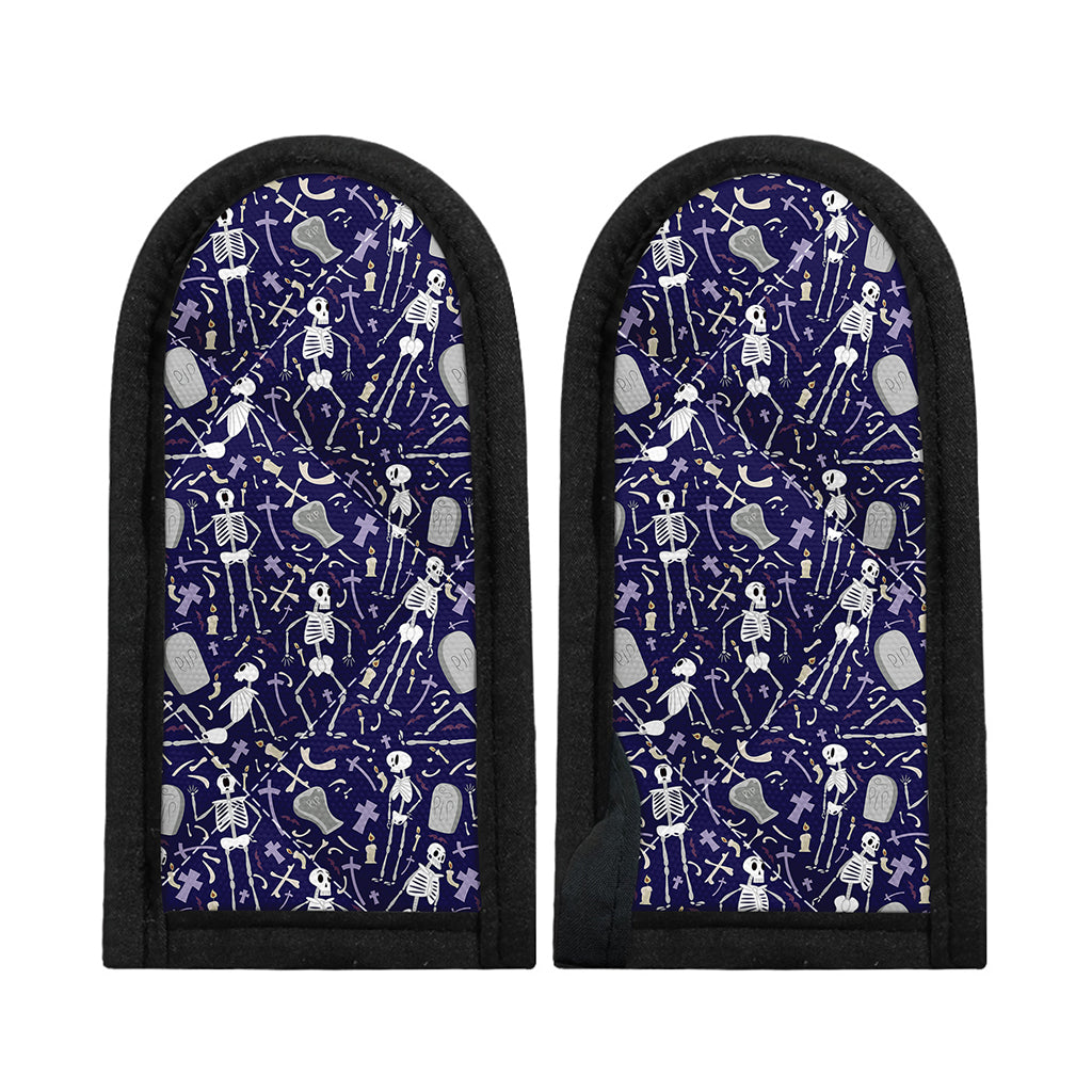 Tomb And Skeleton Pattern Print Skillet Handle Cover