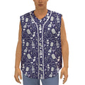 Tomb And Skeleton Pattern Print Sleeveless Baseball Jersey