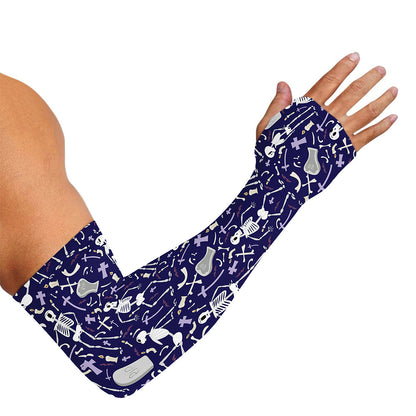Tomb And Skeleton Pattern Print Sun Protection Arm Sleeves