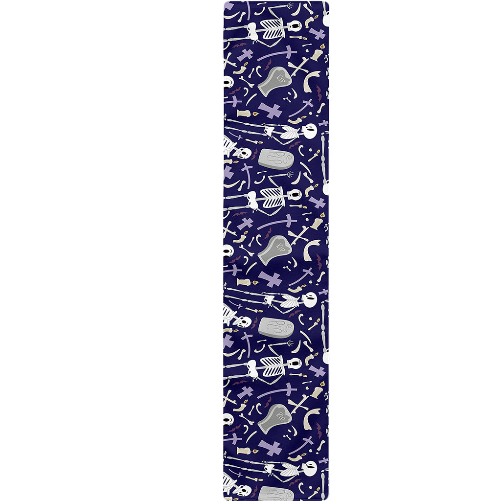Tomb And Skeleton Pattern Print Table Runner