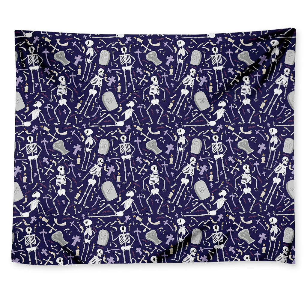 Tomb And Skeleton Pattern Print Tapestry