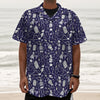 Tomb And Skeleton Pattern Print Textured Short Sleeve Shirt