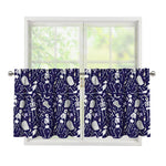 Tomb And Skeleton Pattern Print Tier Curtains