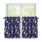 Tomb And Skeleton Pattern Print Tier Curtains