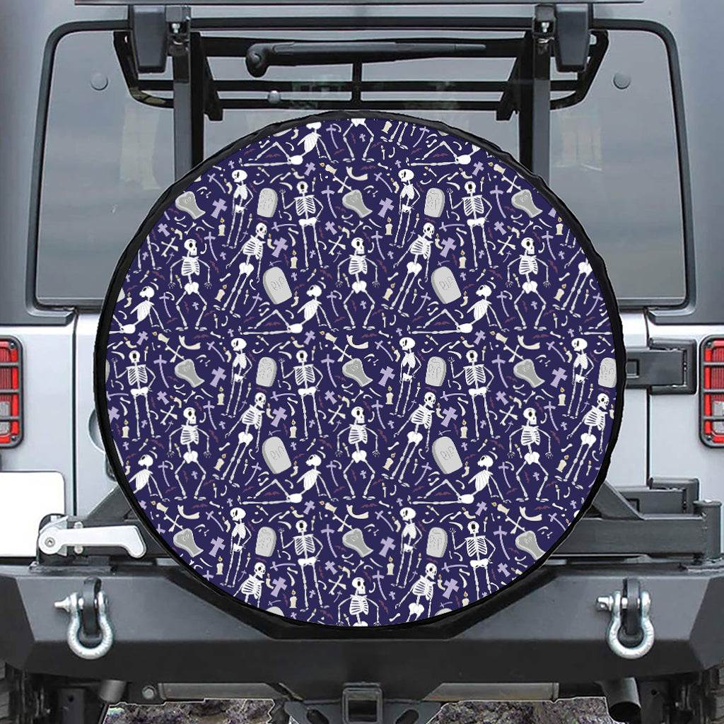 Tomb And Skeleton Pattern Print Tire Cover