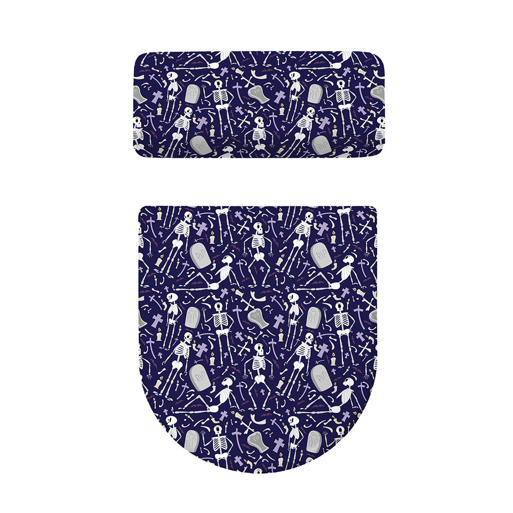 Tomb And Skeleton Pattern Print Toilet Lid And Tank Cover Set