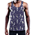 Tomb And Skeleton Pattern Print Men's Workout Tank Top