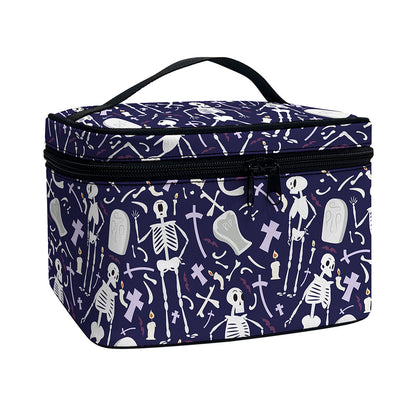 Tomb And Skeleton Pattern Print Travel Makeup Bag