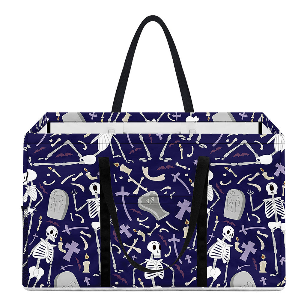 Tomb And Skeleton Pattern Print Utility Tote Bag