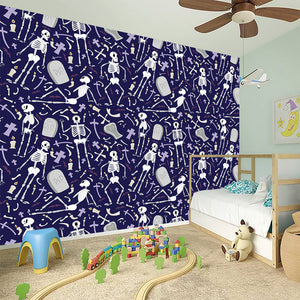 Tomb And Skeleton Pattern Print Wall Sticker