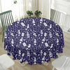 Tomb And Skeleton Pattern Print Waterproof Round Tablecloth