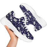 Tomb And Skeleton Pattern Print White Chunky Shoes