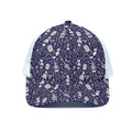 Tomb And Skeleton Pattern Print White Mesh Trucker Hat