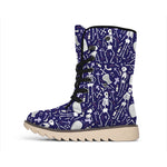 Tomb And Skeleton Pattern Print Winter Boots