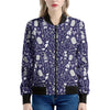 Tomb And Skeleton Pattern Print Women's Bomber Jacket