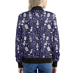 Tomb And Skeleton Pattern Print Women's Bomber Jacket