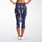 Tomb And Skeleton Pattern Print Women's Capri Leggings