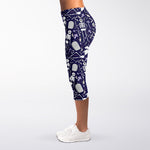 Tomb And Skeleton Pattern Print Women's Capri Leggings