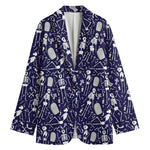 Tomb And Skeleton Pattern Print Women's Cotton Blazer