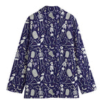 Tomb And Skeleton Pattern Print Women's Cotton Blazer