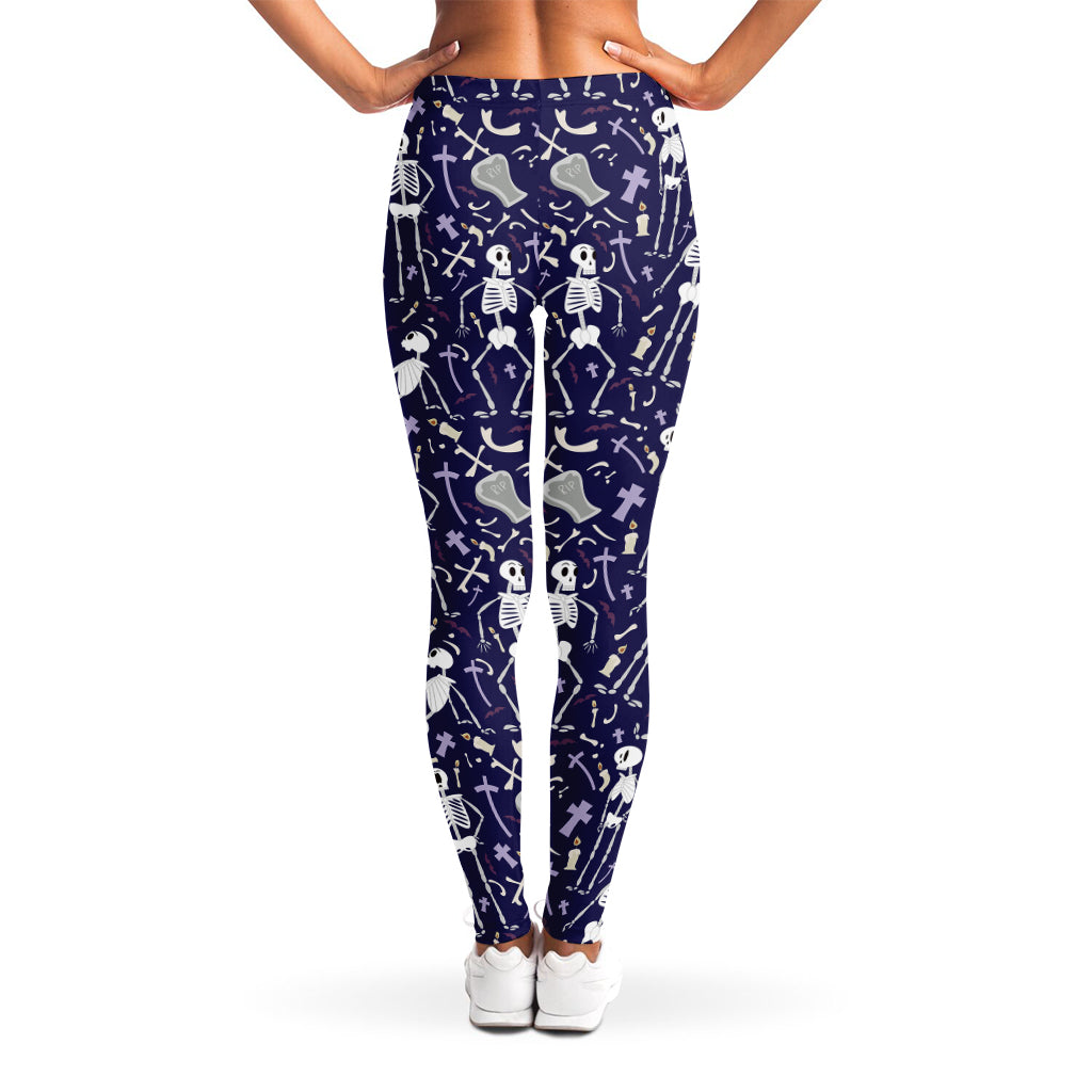 Tomb And Skeleton Pattern Print Women's Leggings