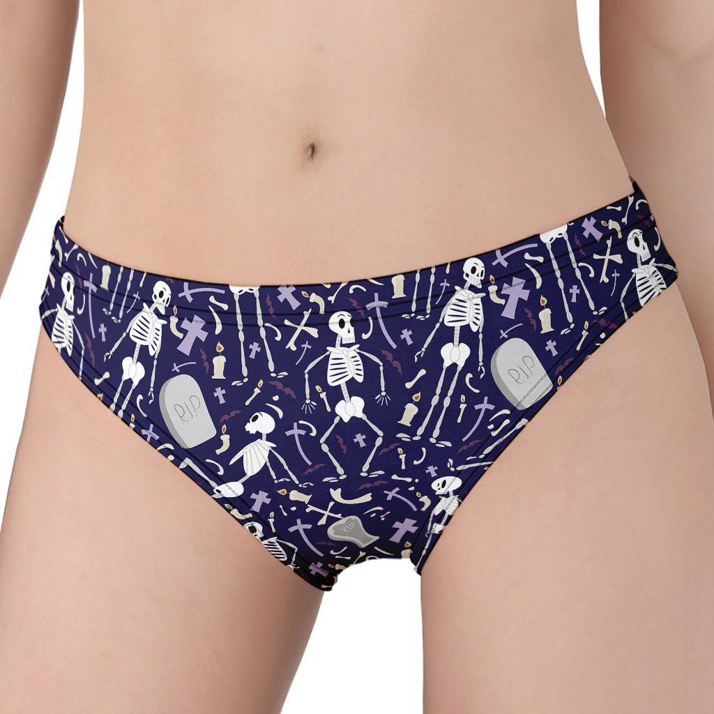 Tomb And Skeleton Pattern Print Women's Panties