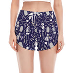 Tomb And Skeleton Pattern Print Women's Split Running Shorts