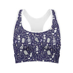 Tomb And Skeleton Pattern Print Women's Sports Bra