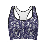 Tomb And Skeleton Pattern Print Women's Sports Bra