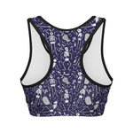 Tomb And Skeleton Pattern Print Women's Sports Bra