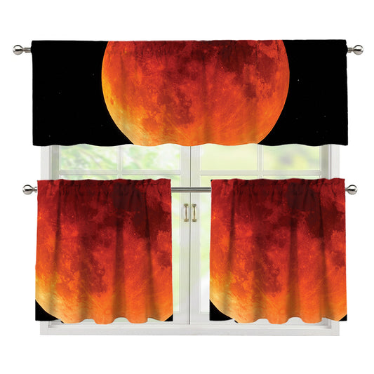Total Lunar Eclipse Print 3 Piece Kitchen Curtains